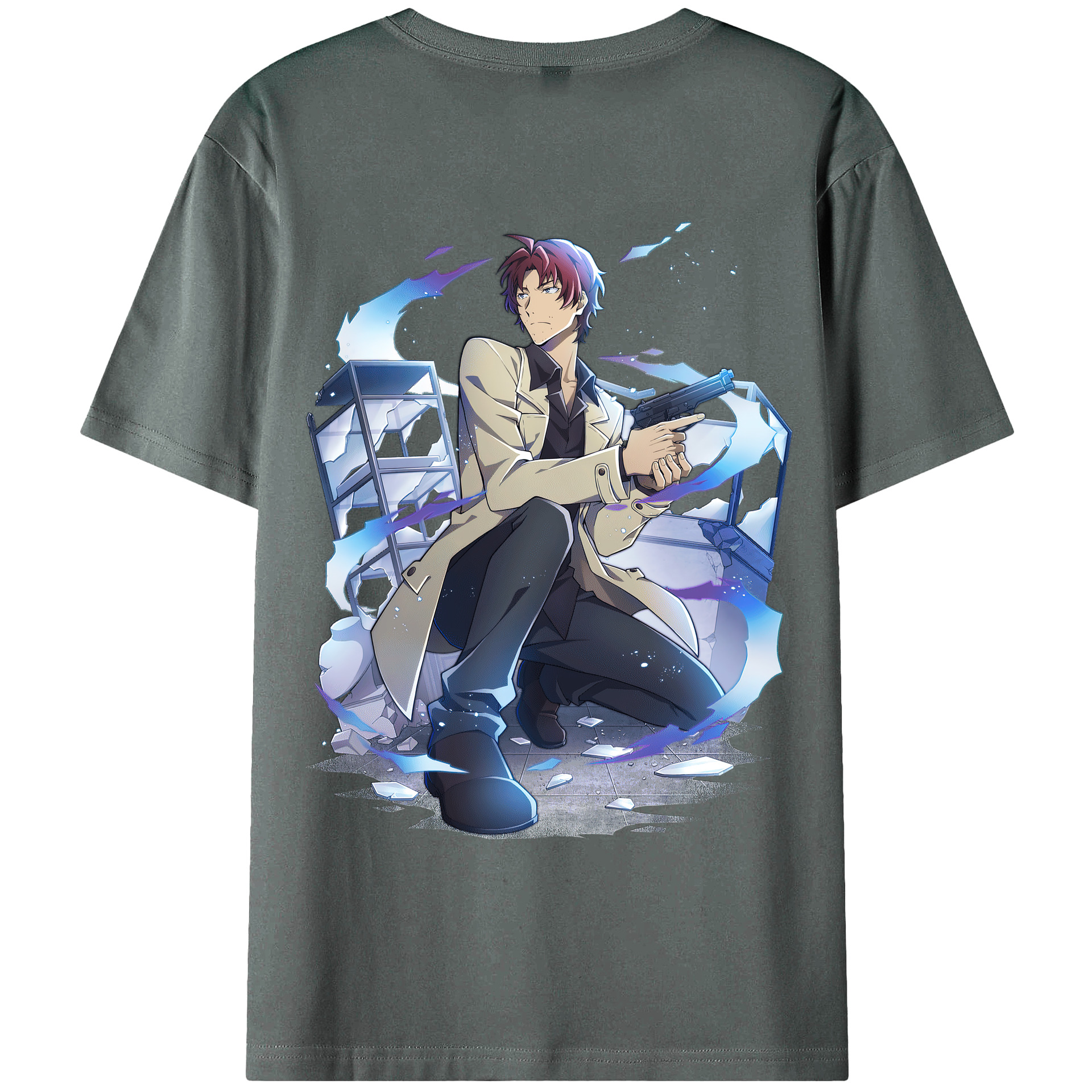 （画像用） 文豪ストレイドッグス Bungo Stray Dogs 綿100％ メンズ半袖Tシャツ（バックプリント） 通気性